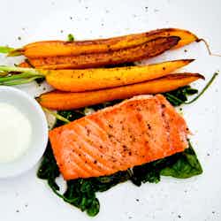Salmon Fillet on Bed of Spinach