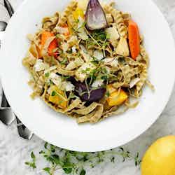 Bean Fettuccine with Roasted Root Vegetables